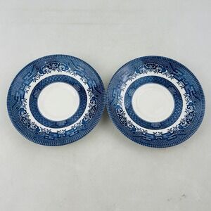 Churchill England Blue Willow 5.5" Saucer Lot of 2 Georgian